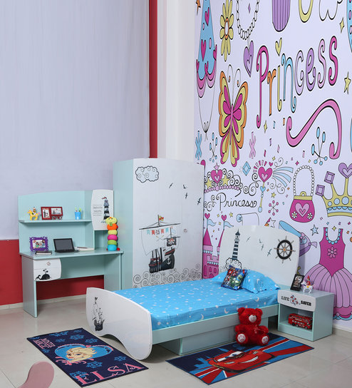 Buy Pirate Kids Single Bed With Drawer Storage In Blue White