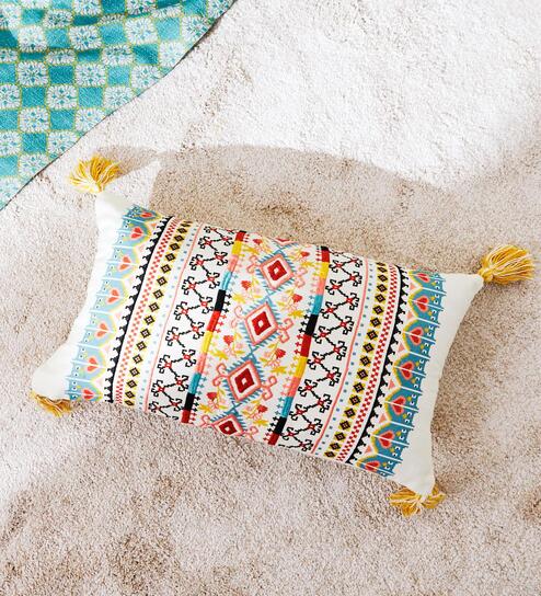 Pixel paisley Cushion Cover 30x50cms Ivory