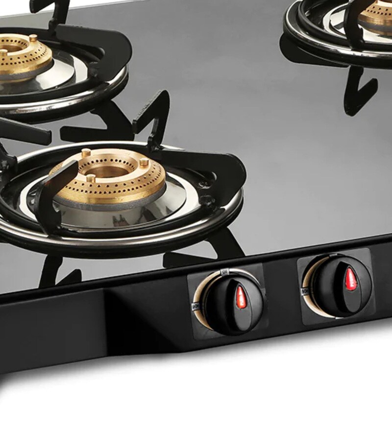 Buy Pigeon 4 Brass Burners Manual Glass Gas Stove (Model No 12315