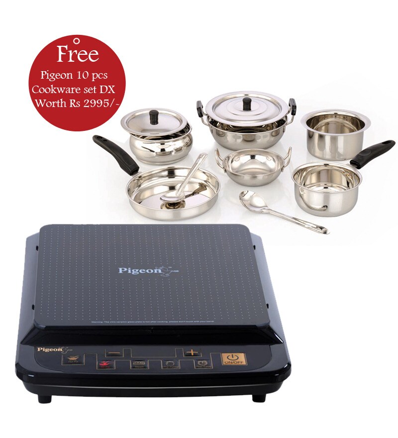 Buy Pigeon Rapido Plus BX Induction Cooktop with Pigeon 10 pcs Cookware