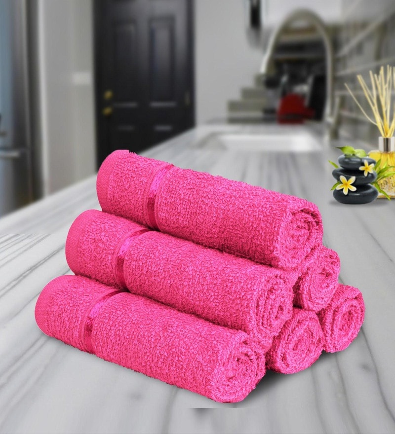 Story@Home Blue Cotton 450 GSM Small Bath Towel - Set of 4