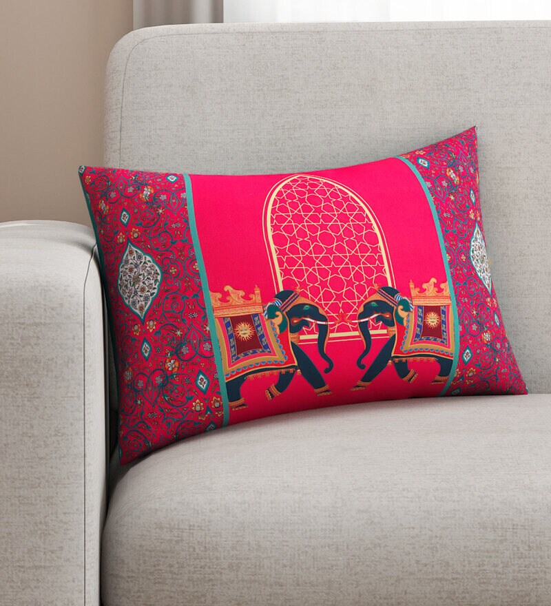 Buy Pink Abstract Premium 12 x 18 Inches Cushion Cover by SEJ by Nisha Gupta Online Nature