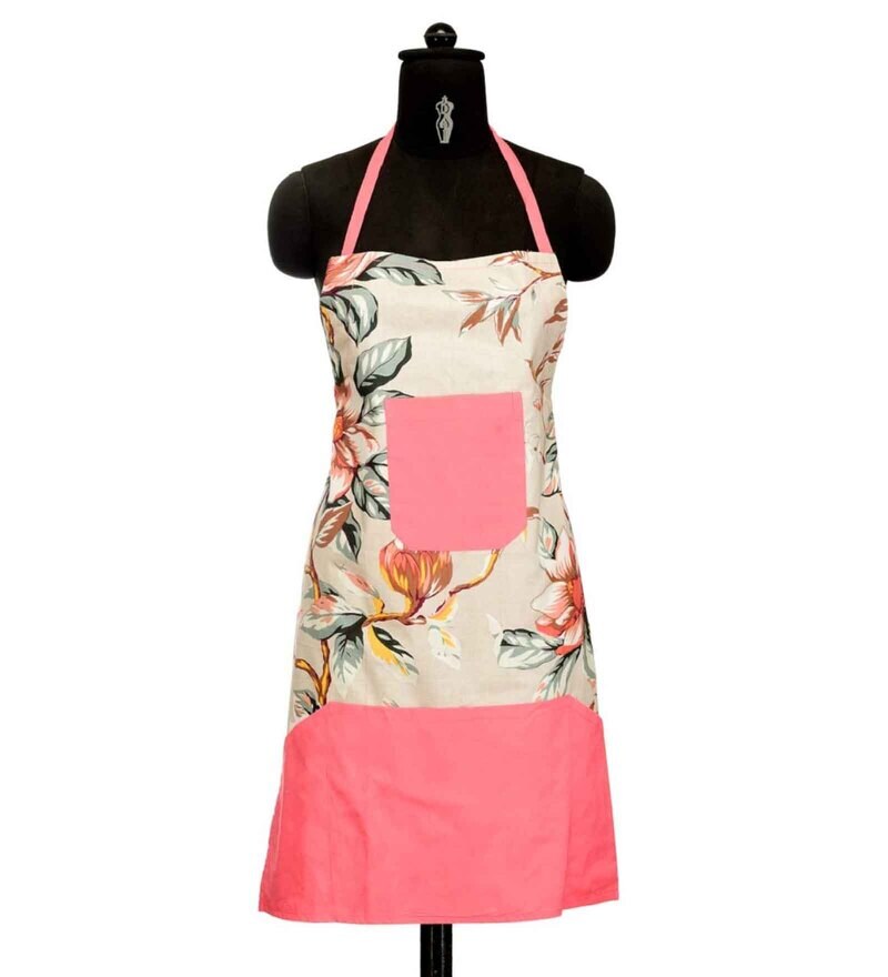 Buy Pink and White Cotton Kitchen Linen Set (8 Pieces) by Swayam Online