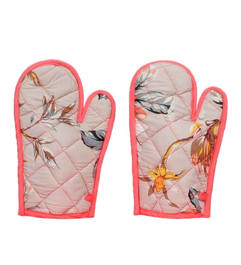 Buy Pink and White Cotton Kitchen Linen Set (8 Pieces) by Swayam Online