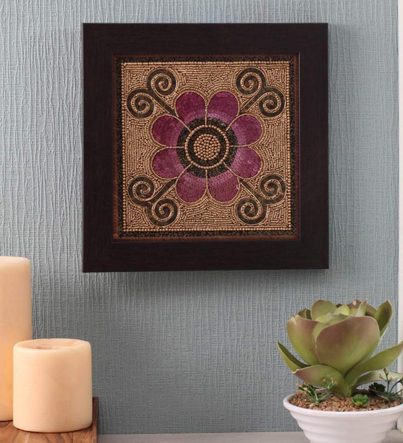 Buy Pink Beads on Canvas Board 11 x 0.5 x 11 Inch Flower Framed Wall