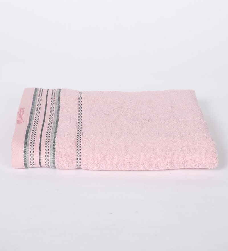Buy Pink Solid 370 GSM Cotton Bath Towel by Raymond Home Online