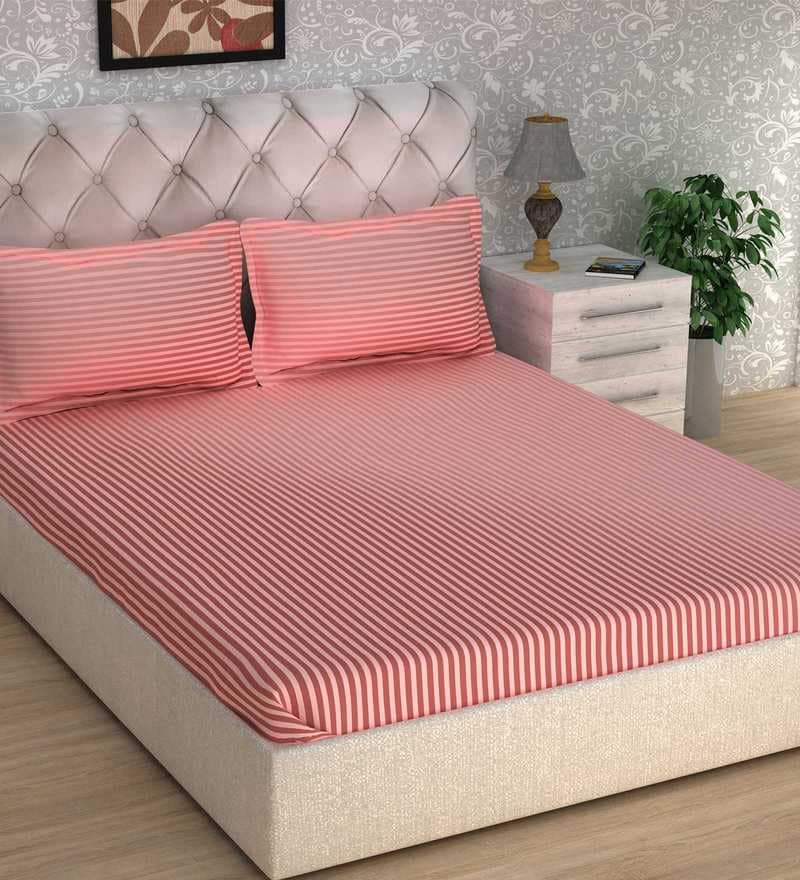 Buy 100 Cotton 300TC King Size Bedsheet with 2 Pillow Covers by StoryHome Online Solid King