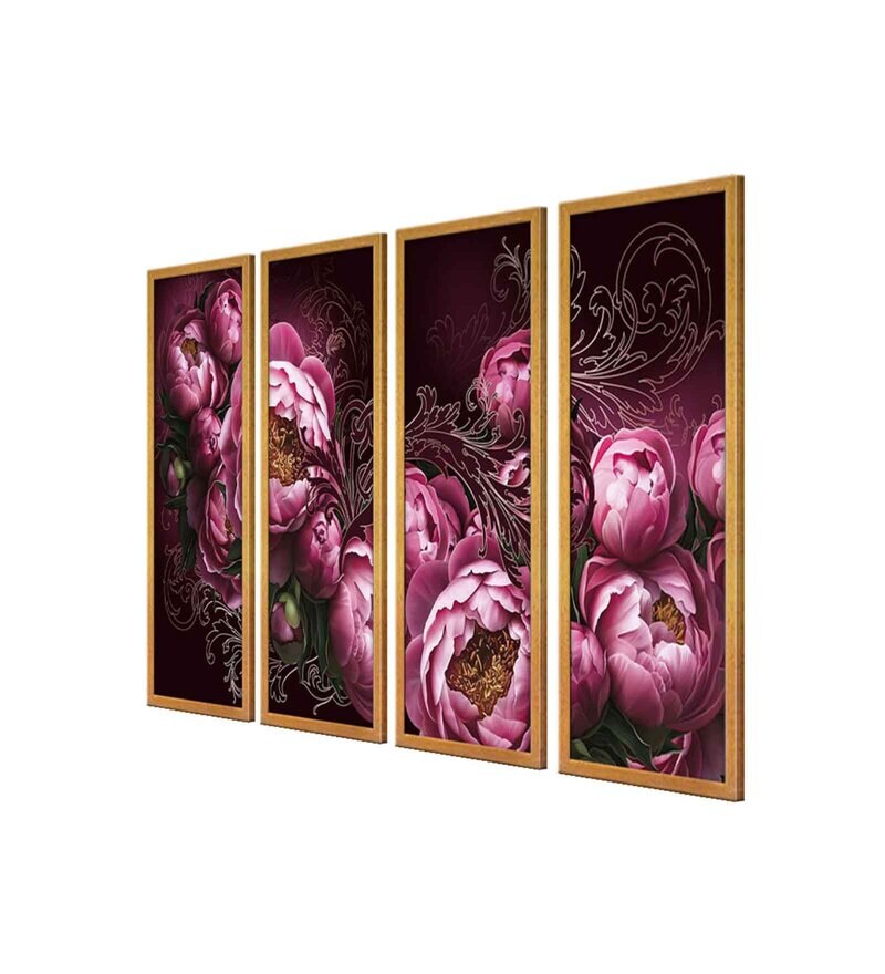 Buy Pink Roses Flower Floral Art Canvas Painting By 999Store Online
