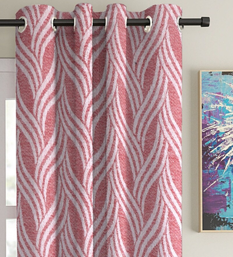 Buy Pink Semisheer Cotton 9 Feet Eyelet Long Door Curtains Set Of