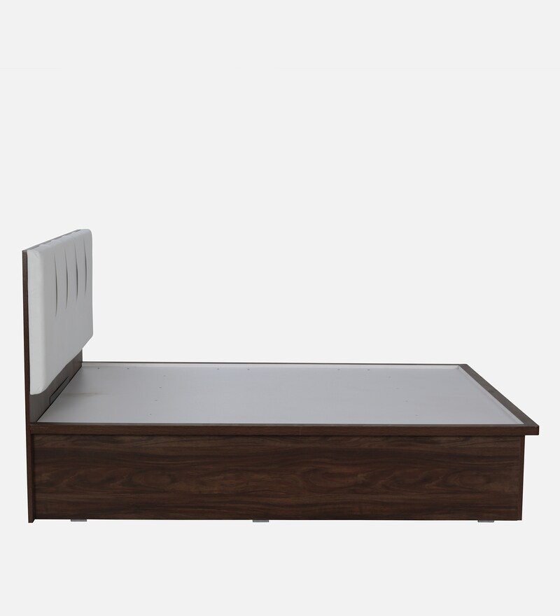 Buy White Queen Size Bed in Brown & White Finish with Hydraulic Storage