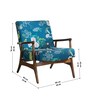 Pi Teak Wood Arm Chair in Blue Fabric