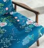 Pi Teak Wood Arm Chair in Blue Fabric