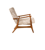 Pi Teak Wood Arm Chair in Dark Grey Fabric
