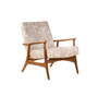 Pi Teak Wood Arm Chair in Dark Grey Fabric