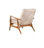 Pi Teak Wood Arm Chair in Dark Grey Fabric