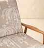 Pi Teak Wood Arm Chair in Dark Grey Fabric