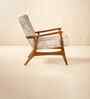 Pi Teak Wood Arm Chair in Dark Grey Fabric