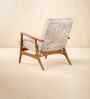 Pi Teak Wood Arm Chair in Dark Grey Fabric
