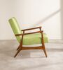 Pi Teak Wood Arm Chair in Green Fabric