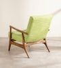 Pi Teak Wood Arm Chair in Green Fabric