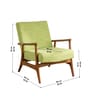 Pi Teak Wood Arm Chair in Green Fabric
