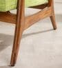 Pi Teak Wood Arm Chair in Green Fabric