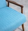 Pi Teak Wood Arm Chair in Light Blue Fabric