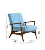 Pi Teak Wood Arm Chair in Light Blue Fabric