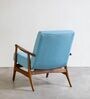 Pi Teak Wood Arm Chair in Light Blue Fabric