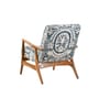 Pi Teak Wood Arm Chair in Printed Blue Fabric