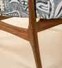 Pi Teak Wood Arm Chair in Printed Blue Fabric