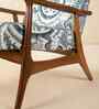 Pi Teak Wood Arm Chair in Printed Blue Fabric