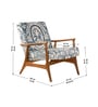 Pi Teak Wood Arm Chair in Printed Blue Fabric