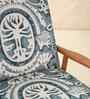 Pi Teak Wood Arm Chair in Printed Blue Fabric