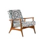 Pi Teak Wood Arm Chair in Printed Blue Fabric