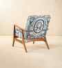 Pi Teak Wood Arm Chair in Printed Blue Fabric