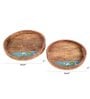 Pichhwai Leela Brown and Beige  Wood & Ceramic Tile  (Set of 2) Serving Tray Sets