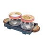 Pichhwai Leela Multicolor Glass and Wood 2 pcs Condiment Jars With Stand