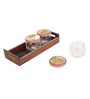 Pichhwai Leela Multicolor Glass and Wood 3 Pcs Condiment Jars With Tray