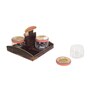 Pichhwai Leela Multicolor Glass and Wood 4 Pcs Condiments Jars with Tray