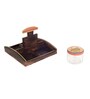 Pichhwai Leela Multicolor Glass and Wood 4 Pcs Condiments Jars with Tray
