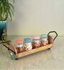 Pichhwai Leela Yankee Multicolor Glass and Wood 4 Pcs Condiment Jars With Stand