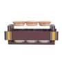 Pichhwai Multicolor Glass and Wood 3 Pcs Condiment Jars with Stand