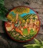 Pichwai Multicolour Sheesham Wood Wall Plate
