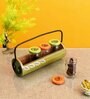 Lemon Green Glass and Wood 4 Pcs Condiment Jars with Stand