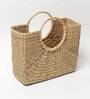 Picnic Baskets | Lunch Basket | Jute Basket | Cane Baskets for Gifting | Wicker Shopping Bag (Beige Round Cane Handle)