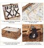 Picnic Hamper Set | Wicker Picnic Basket For 4 | Large Wicker Picnic Basket