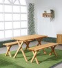 Picnic Solid Wood Table & Bench Set in Natural Finish