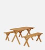 Picnic Solid Wood Table & Bench Set in Natural Finish
