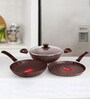 Aluminium Non-Stick Cookware-Set of 3 with 1 Glass lid
